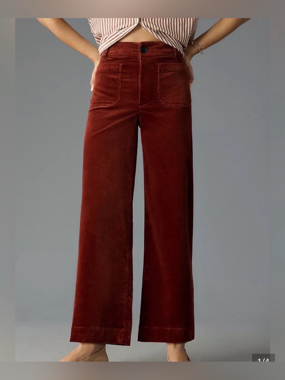 Women’s Wide-Leg Corduroy Pants in Rust Red Maeve